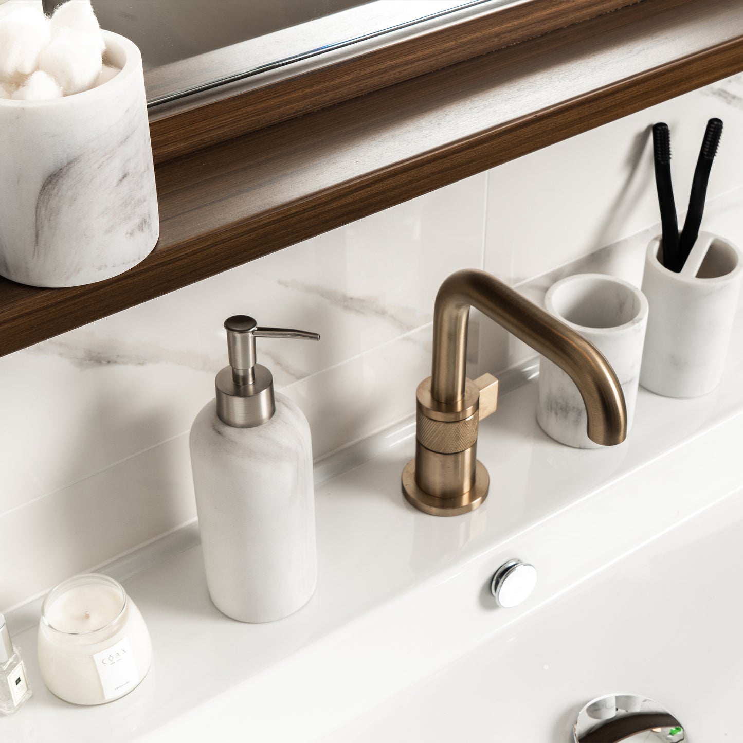 Marble-inspired Texture Bathroom Accessories Set