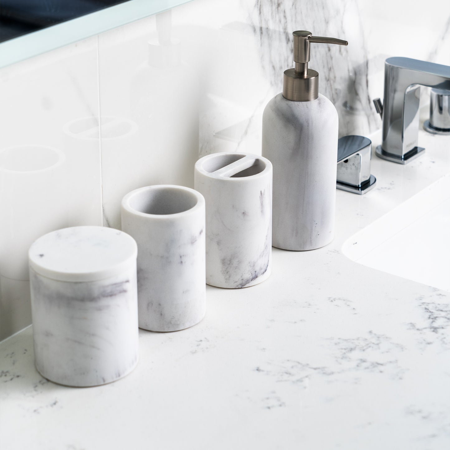 Marble-inspired Texture Bathroom Accessories Set