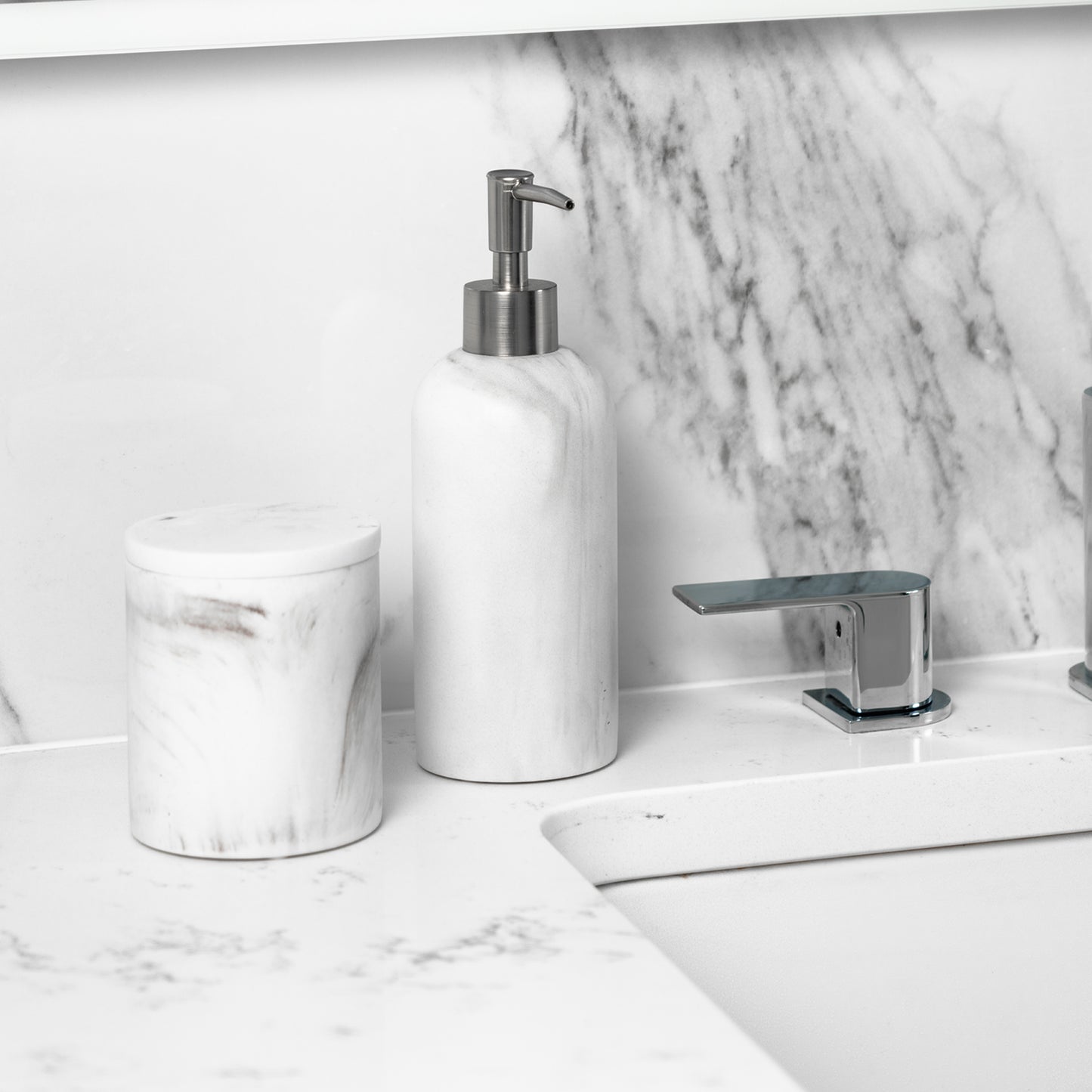 Marble-inspired Texture Bathroom Accessories Set